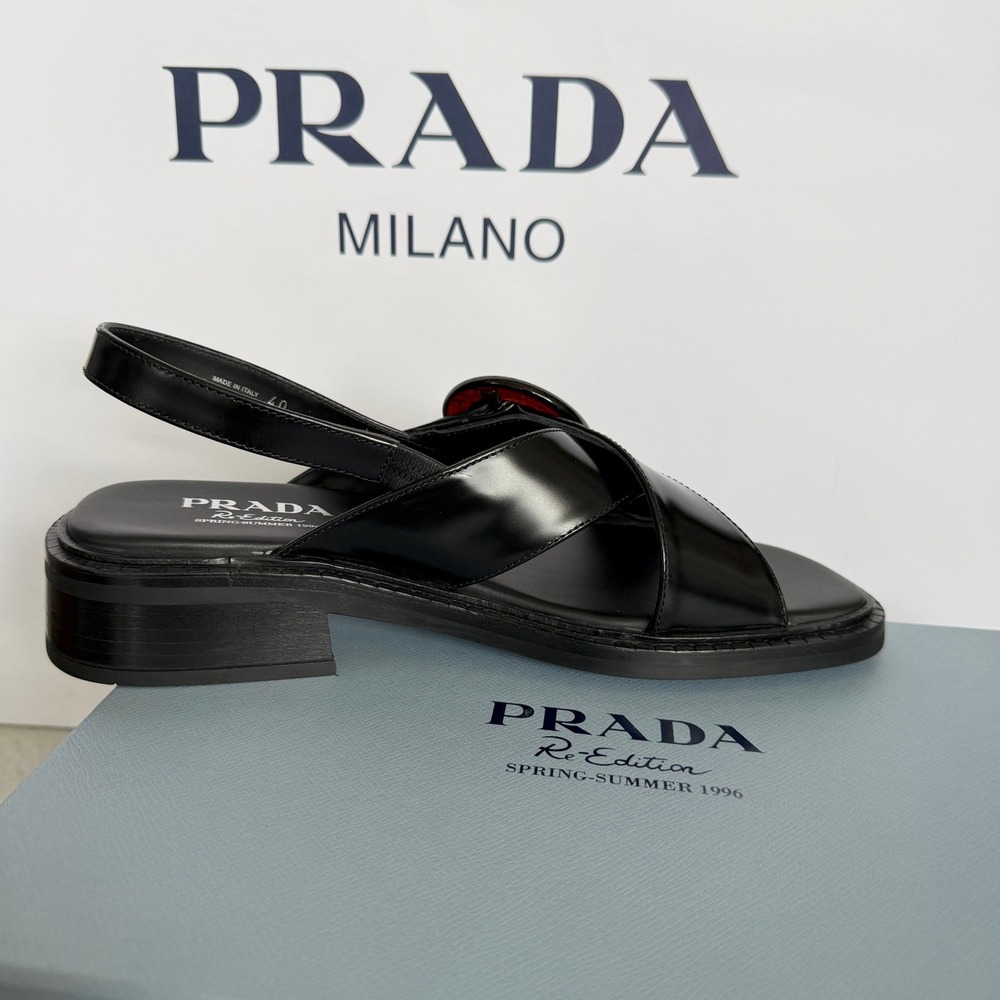Prada 1X962N Women's Leather slingback sandals shoes, size 37 (US 7) - Picture 4 of 15